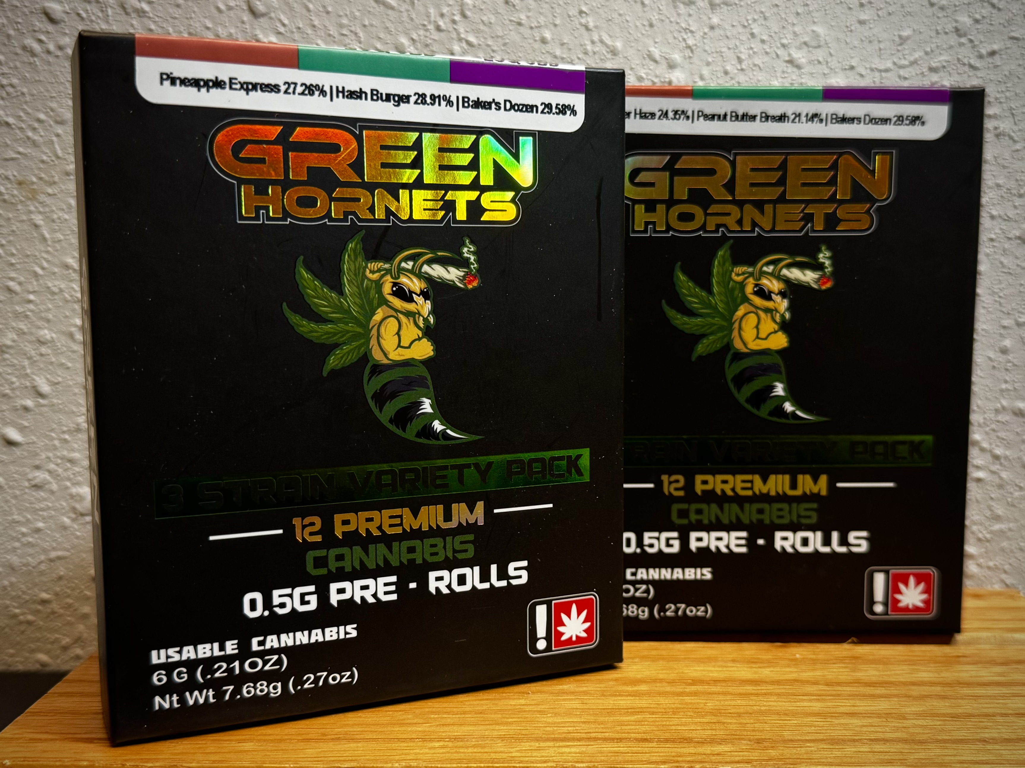 Photograph of product: Super Silver Haze x Peanut Butter Breath x Bakers Dozen 12pk Pre-Rolls - Green Hornets
