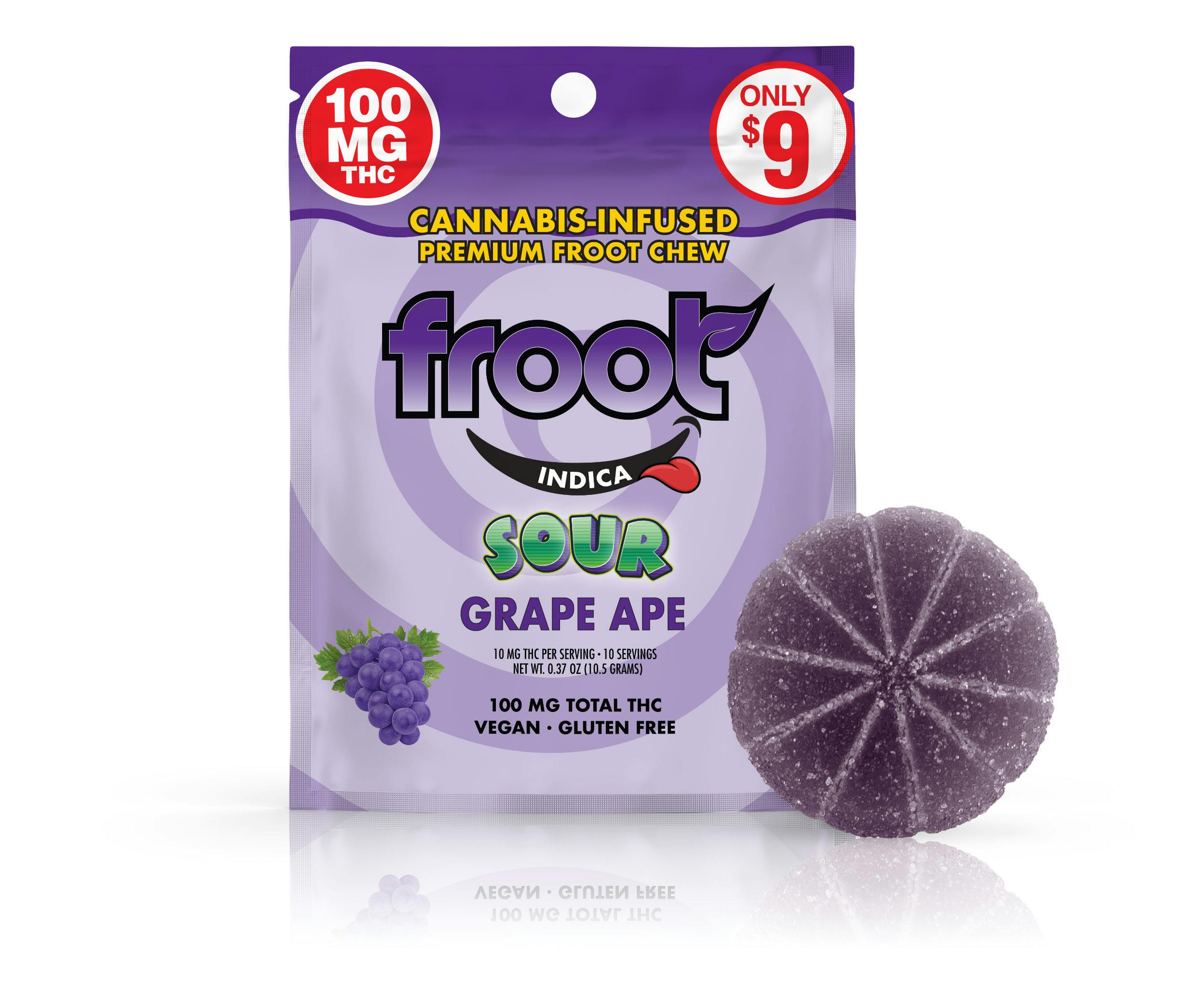 Photograph of product: Froot | Sour Grape Ape Single Cut-To-Dose | 100mg