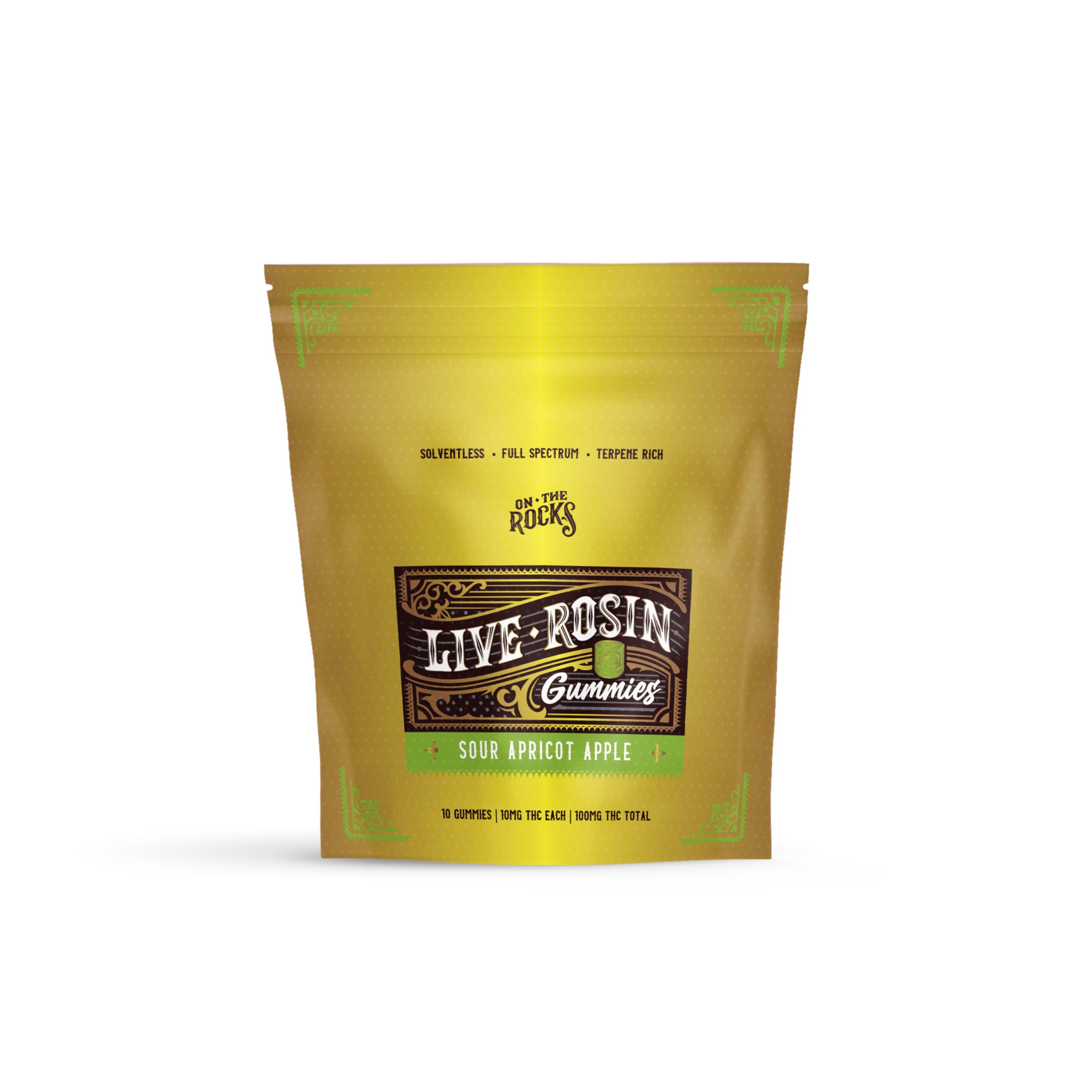 Photograph of product: On the Rocks - Live Rosin Gummies Peach Mango x Strawberry Guava - 100mg