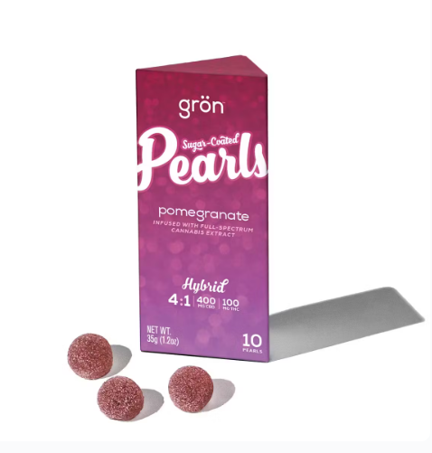 Photograph of product: Gron Pomegranate Pearls 1:4  (10 MG TH-oui) (40 MG CBD) Troche 10pk (100 MG TH-oui) (400 MG CBD)