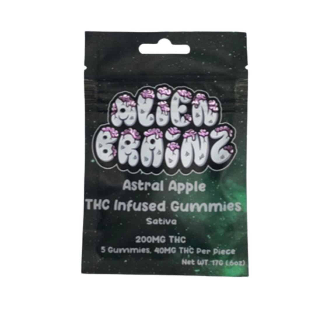Photograph of product: Alien Brainz - Gummies - Astral Apple - 200mg