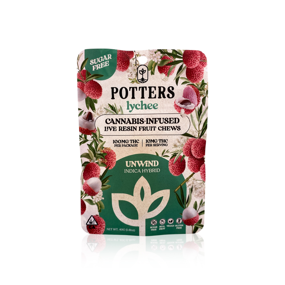 Photograph of product: POTTER'S - Edible - Lychee - Sugar Free - 100MG