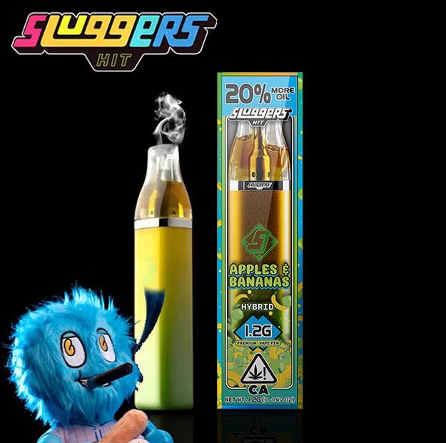 Photograph of product: Sluggers - Apples and Bananas - Live Resin Infused Disposable - 1.2g - 1.2g