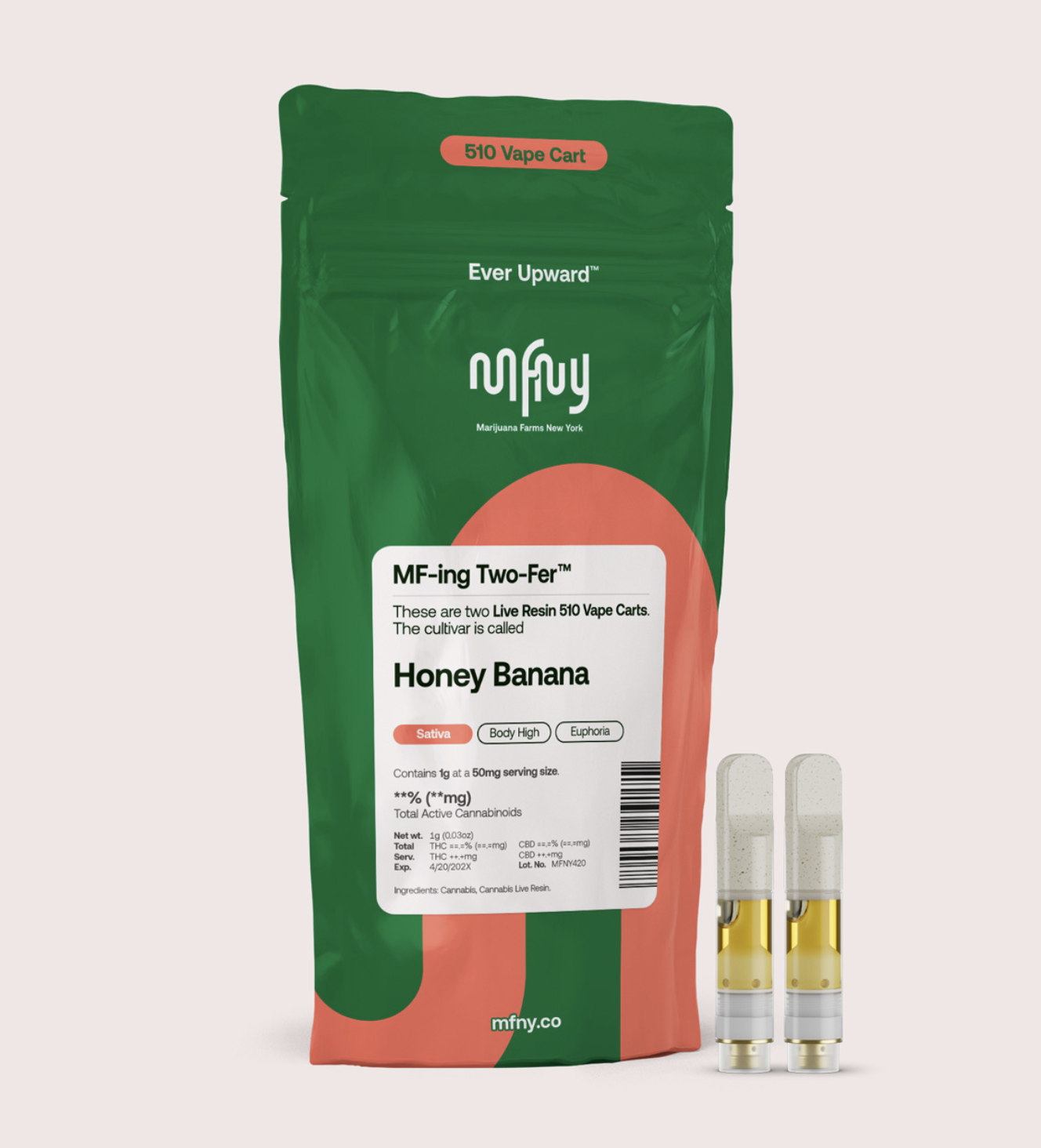 Photograph of product: MFNY | Honey Banana | Live Resin | Vape Cart | 2pck | 1g