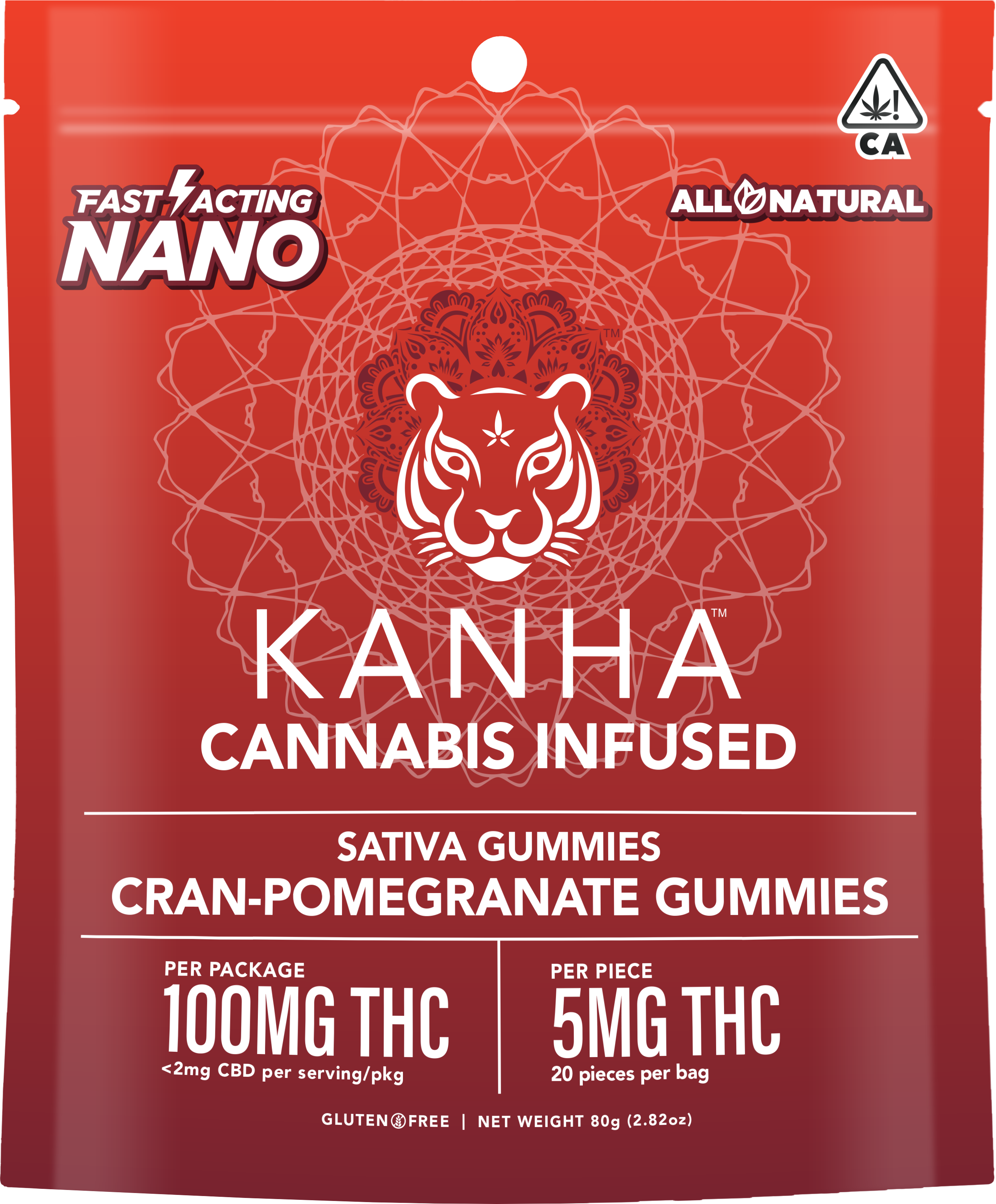 Photograph of product: Cran-Pomegranate Punch Nano Gummies - 100mg THC - 20 Servings