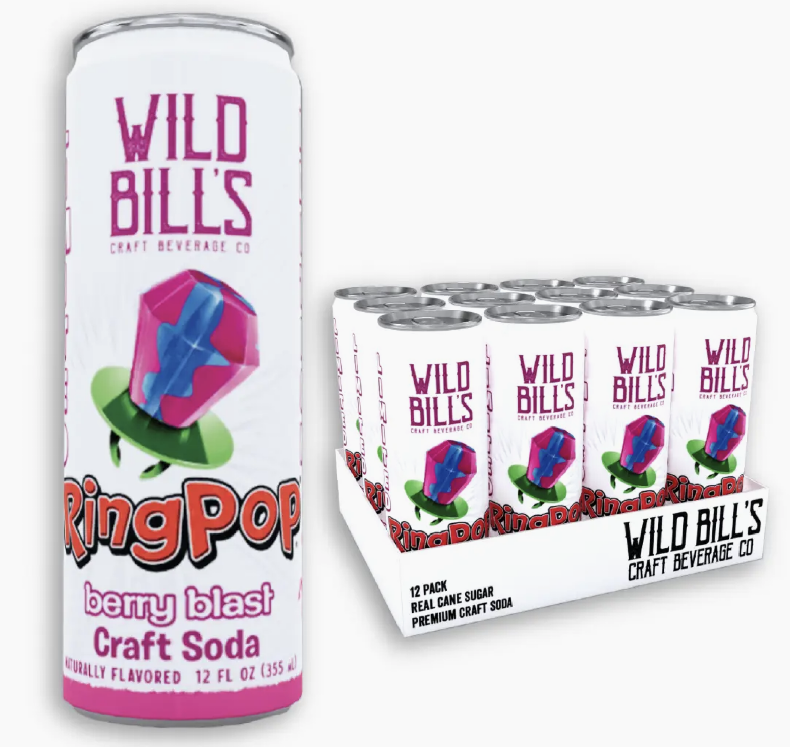 Photograph of product: WILD BILL'S RINGPOP BERRY BLAST SODA