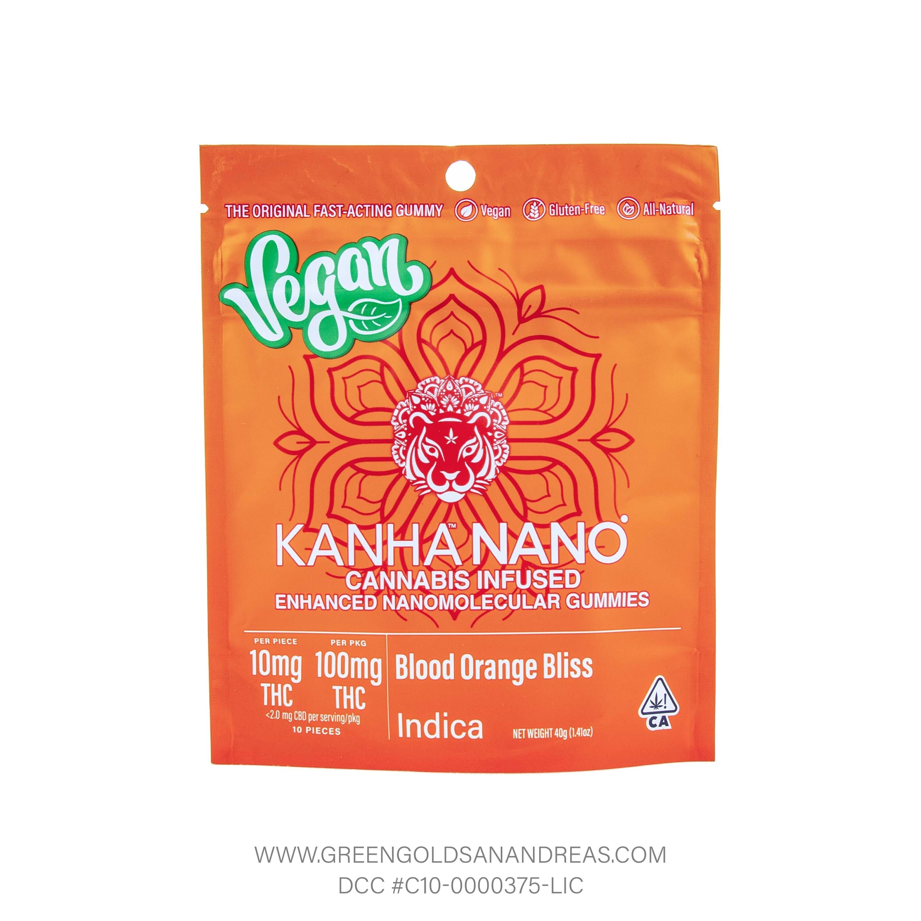Photograph of product: Kanha | Nano Vegan Blood Orange Bliss Gummies (100mg TH-oui)