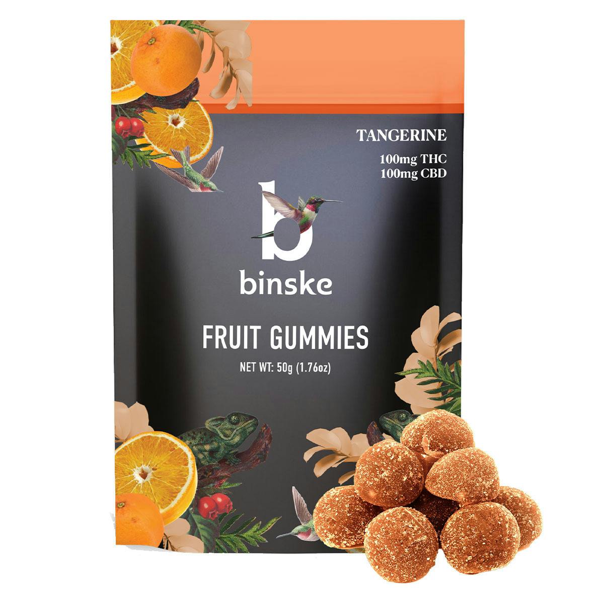 Photograph of product: Binske | Tangerine 1:1 TH-oui:CBD | Gummies | 10 Pack | 100MG