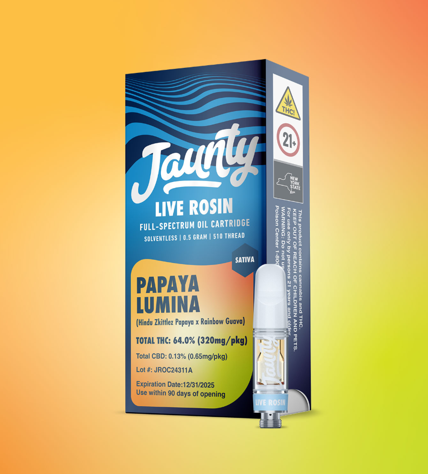 Photograph of product: Jaunty | Papaya Lumina | Live Rosin Oil Cartridge