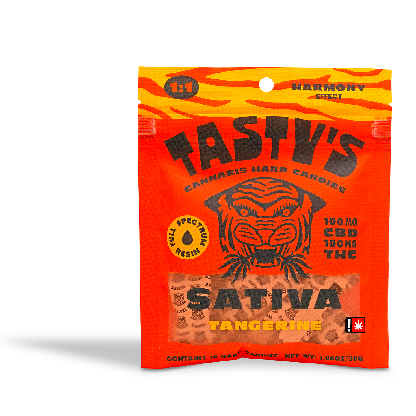Photograph of product: Tasty's - Tangerine Dream 1:1 TH-oui/CBD Hard Candy 10 Pack - 1.06oz