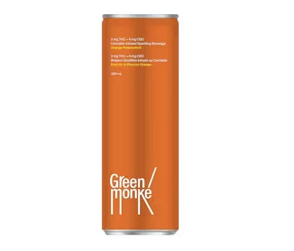 Photograph of product: Green Monke- Classic Sparkling Soda Orange Passionfruit 3mg TH-oui + 6mg CBD