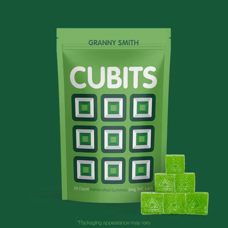 Photograph of product: Granny Smith Gummies 100mg 20pk