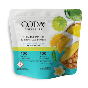 Photograph of product: Coda - Fruit Note Gummies - - Pineapple & Tropical Fruits 1:1 TH-oui:CBD