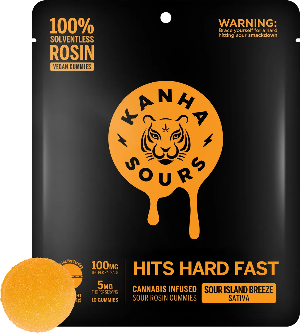 Photograph of product: Sour Island Breeze Sativa Rosin Gummies | Kanha |