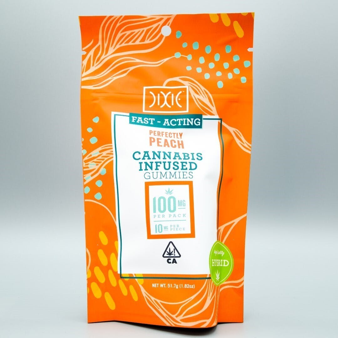 Photograph of product: Dixie  Gummies  Perfectly Peach  100mg  $21 *Tax Included