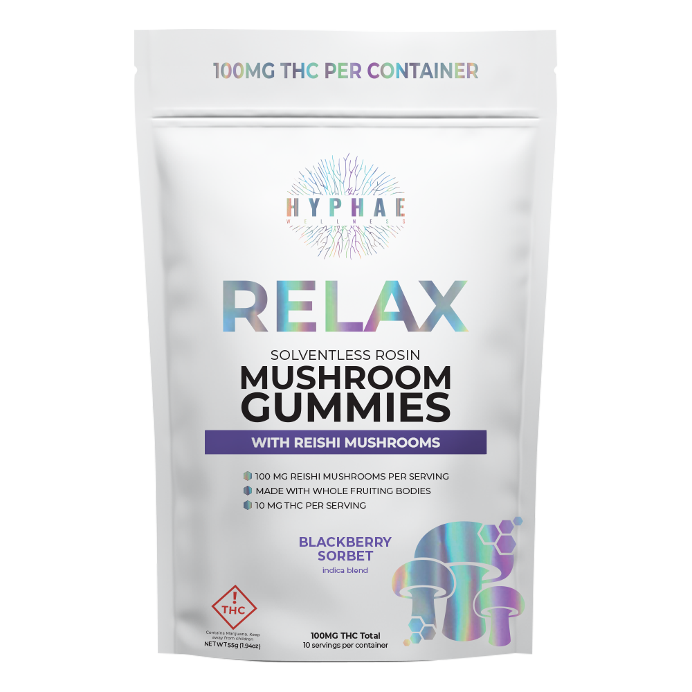 Photograph of product: RELAX REISHI - SUGAR COATED ROSIN GUMMIES - 100MG