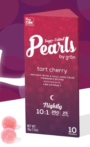 Photograph of product: Gron | Tart Cherry Pearls | 10:1 (CBN:TH-oui)  10pk 25mg