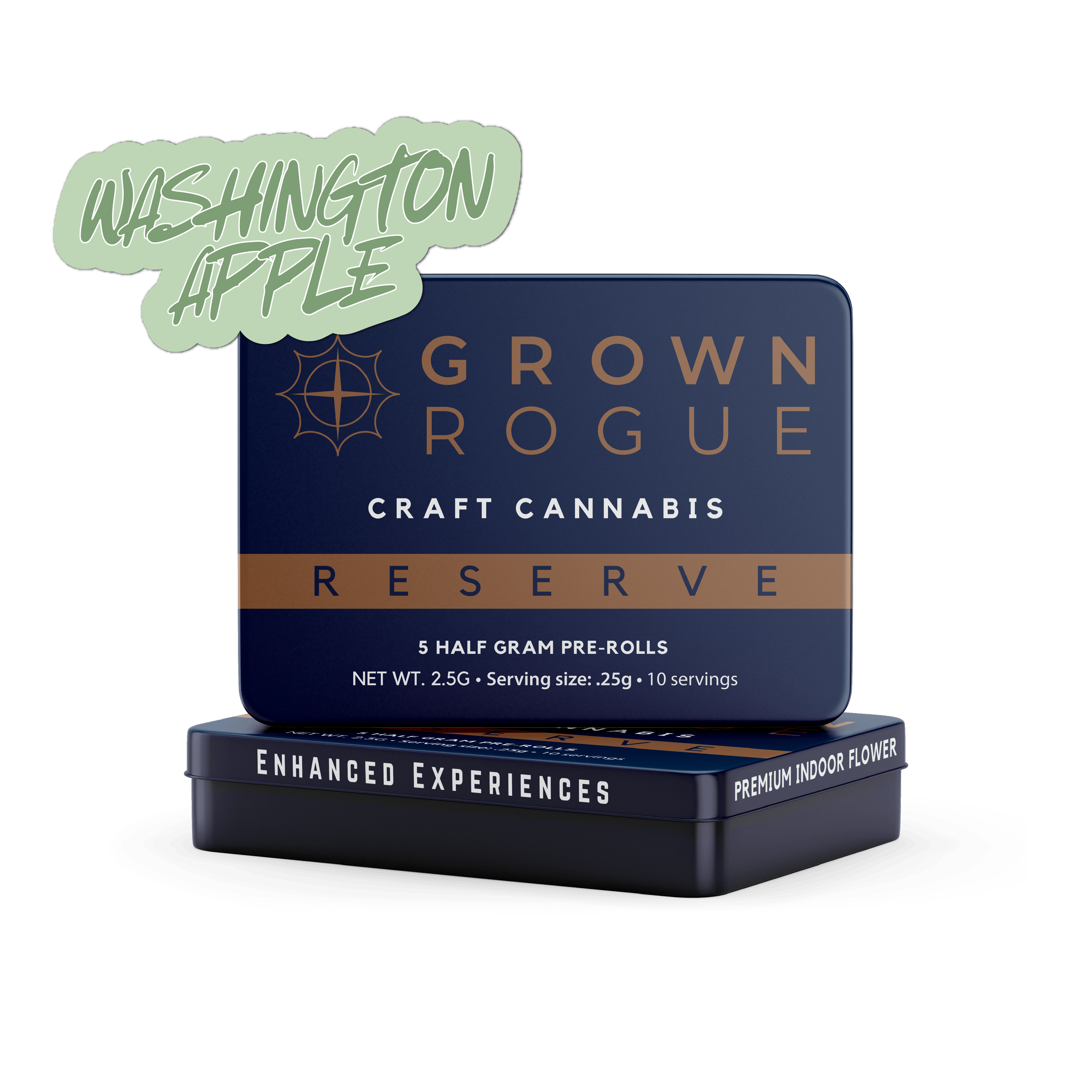Photograph of product: GROWN ROGUE | WASHINGTON APPLE RESERVE PRE-ROLLS 2.5G/5PK