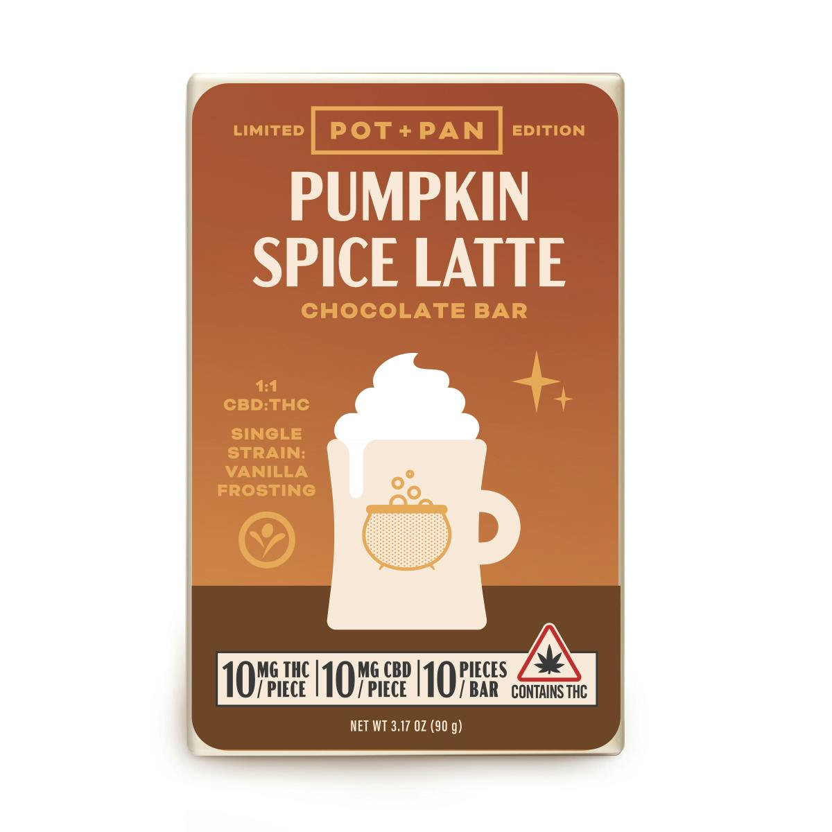 Photograph of product: Pumpkin Spice Latte 1:1 Chocolate Bar | 10mg | 20pk - 