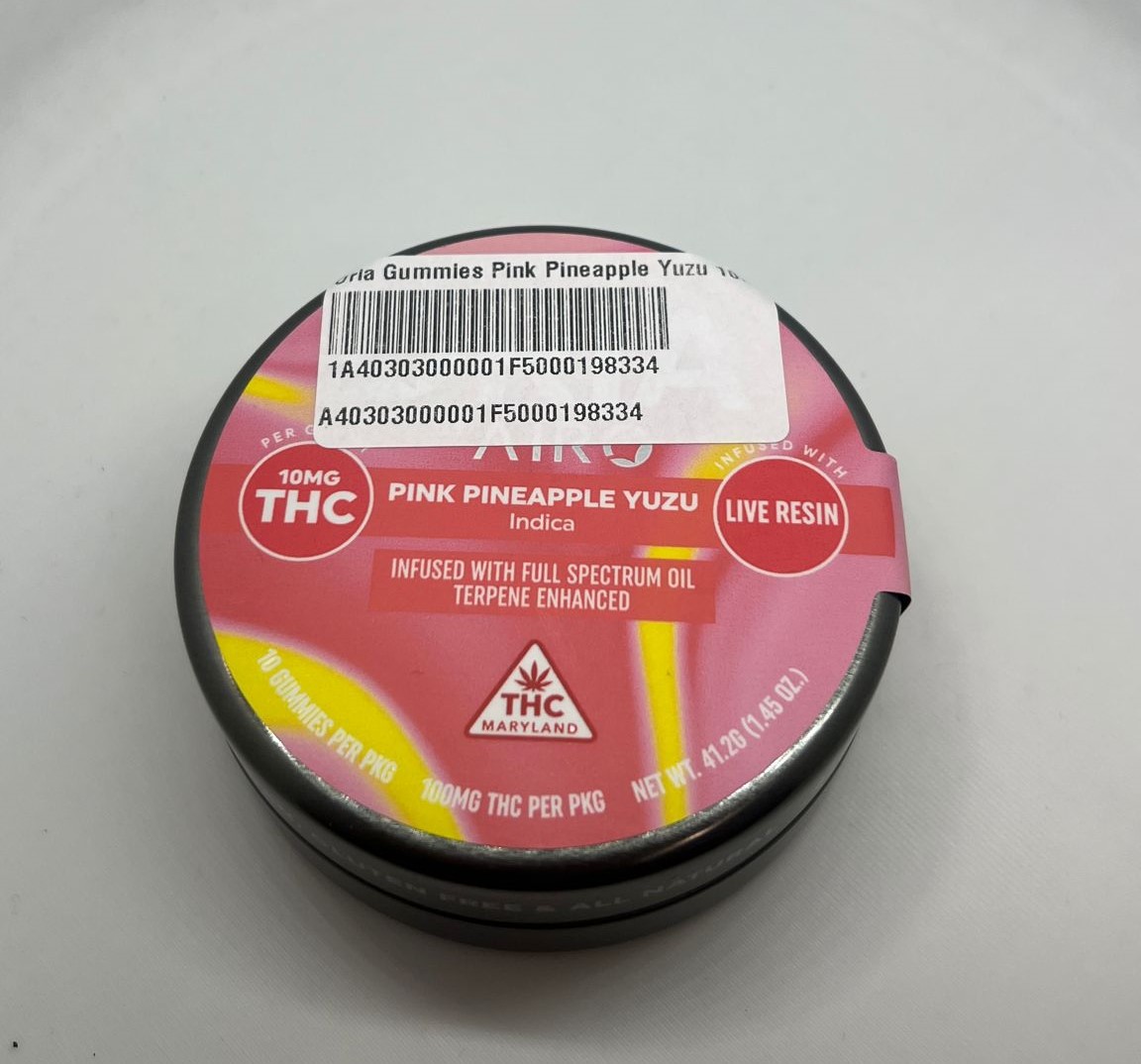 Photograph of product: Oria Gummies Pink Pineapple Yuzu 10mg
