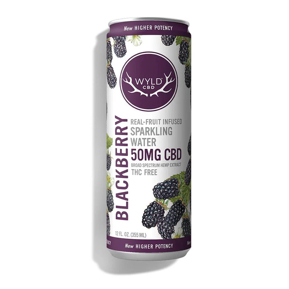Photograph of product: WYLD - Hemp - 50mg - Blackberry CBD Sparkling Water