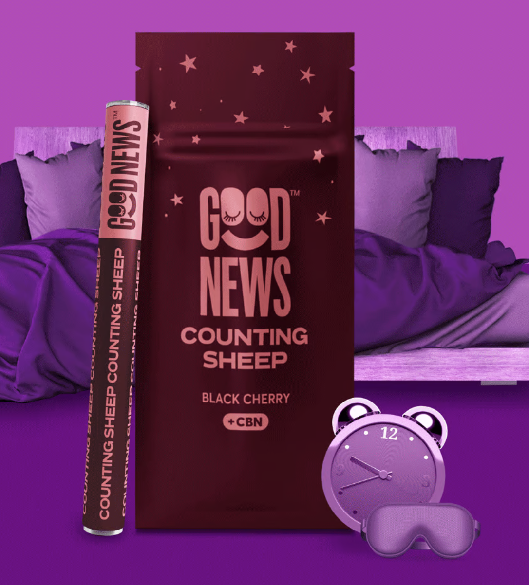 Photograph of product: GOOD NEWS COUNTING SHEEP BLACK CHERRY 1:4 CBN DISPOSABLE .3MG