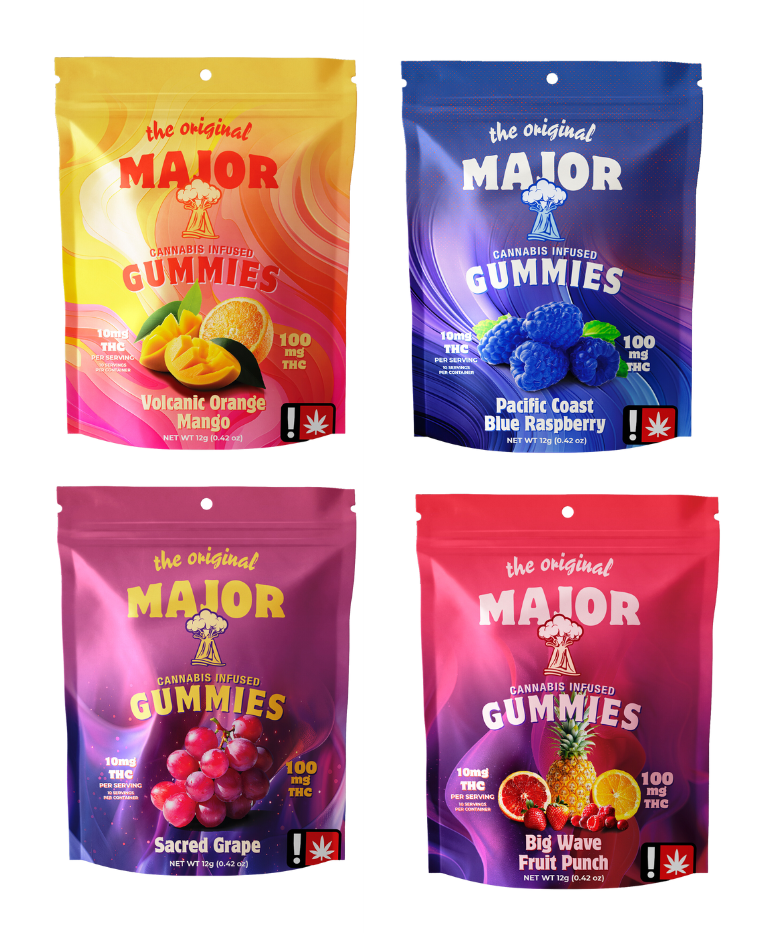 Photograph of Product: Major 100mg VOLCANIC ORANGE MANGO Cannabis Infused Gummies