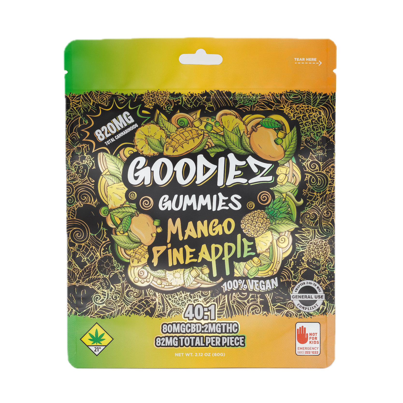 Photograph of product: Mango Pineapple CBD Gummies, 10-Pack