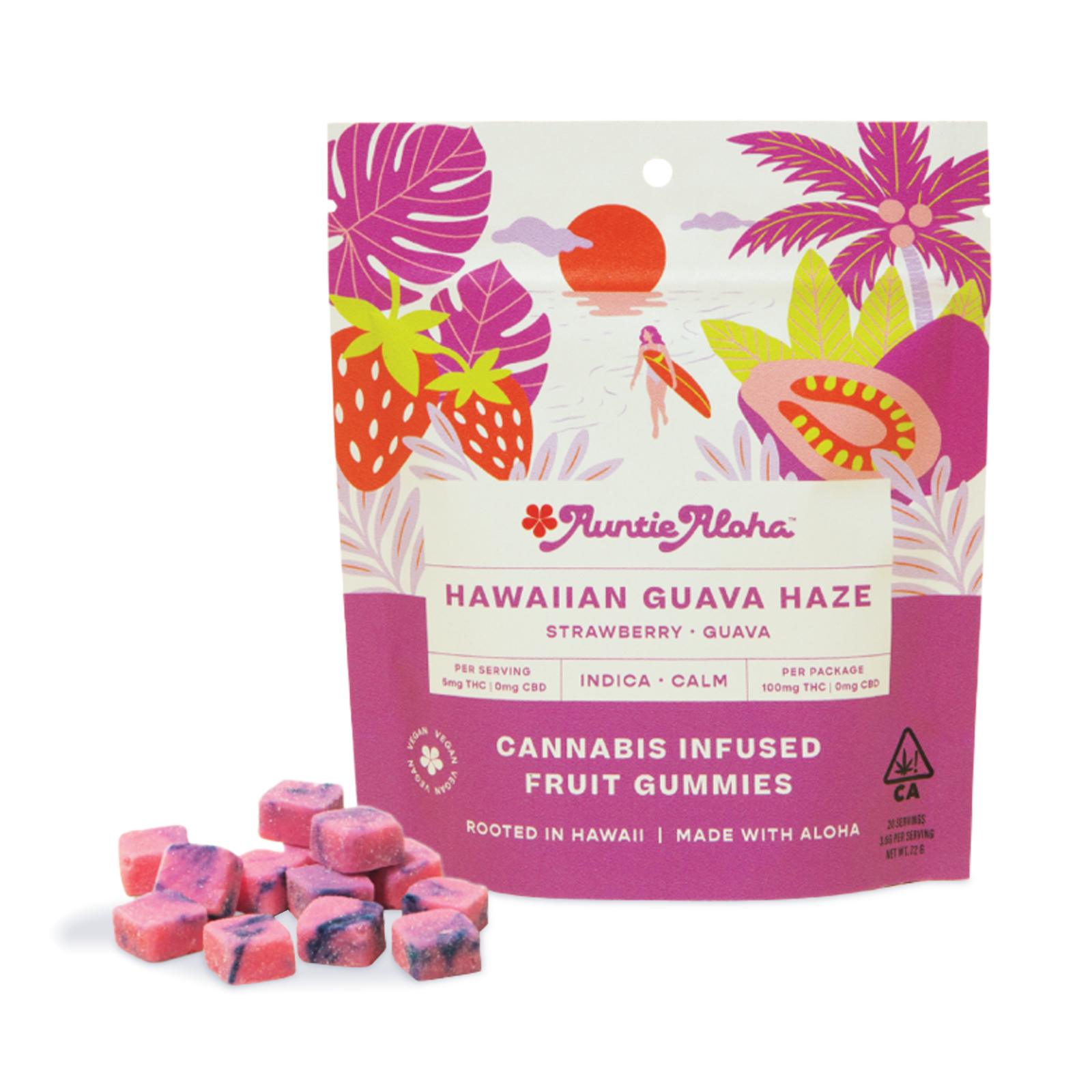 Photograph of Product: Hawaiian Guava Haze (I) 100mg GUMMIES - Auntie Aloha