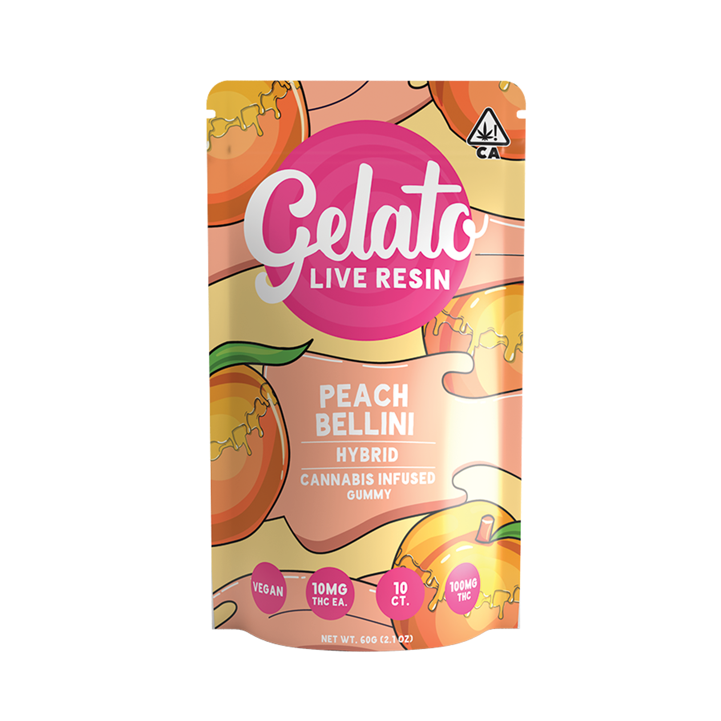 Photograph of product: Gelato Peach Bellini (100mg) HYBRID  Gummy LR