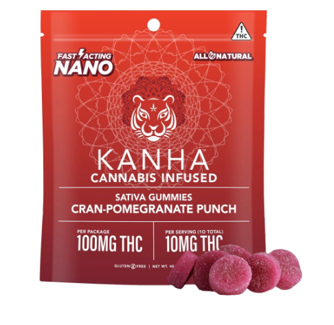 Photograph of product: KANHA NANO CRAN POMEGRANTE 10PK GUMMIES 100MG