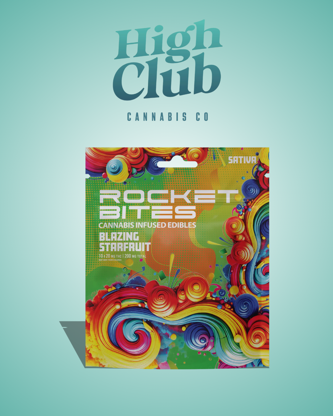 Photograph of product: Rocket Bites | Blazing Starfruit | 200mg Gummies