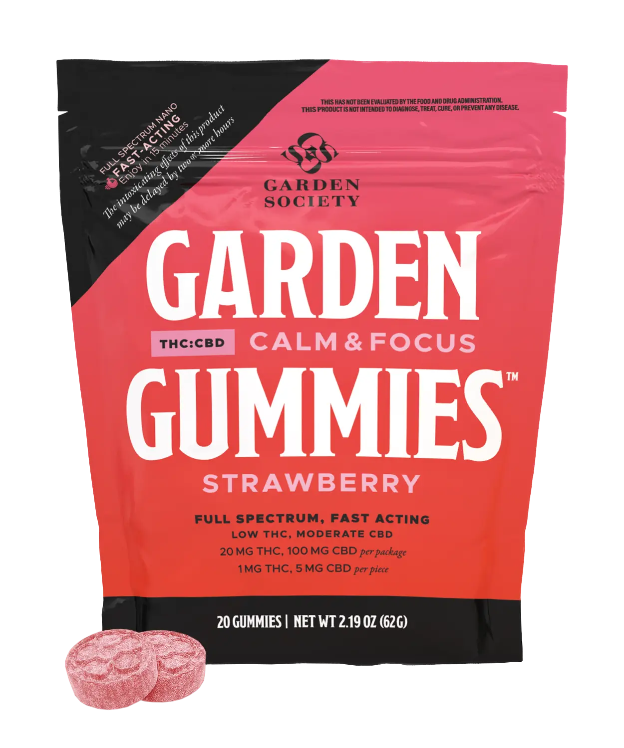 Photograph of product: Garden Society Gummies 20pk/20mg- Strawberry 5:1 (CBD:TH-oui)