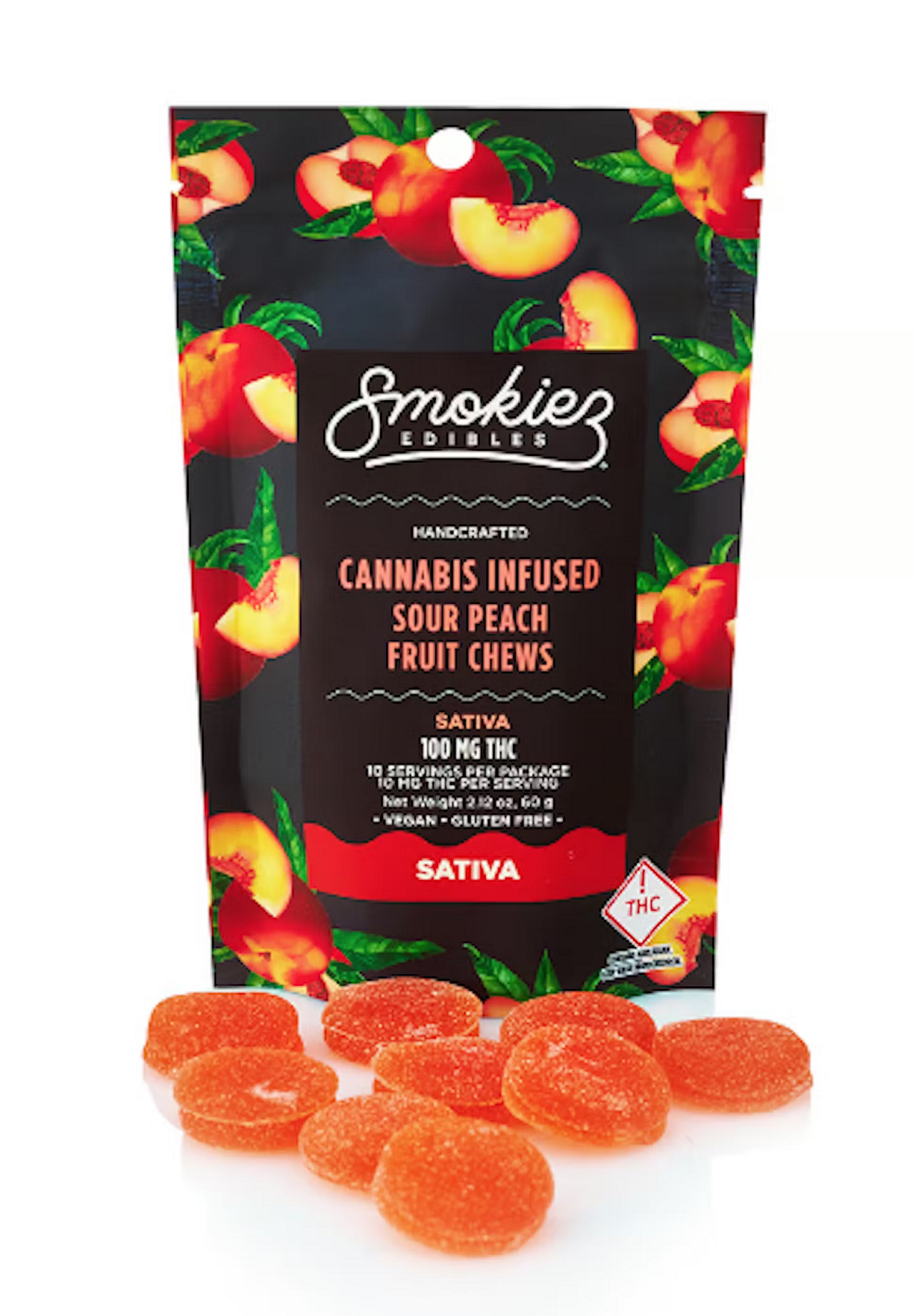 Photograph of product: Smokiez Sour Peach Gummies 100mg
