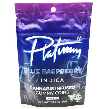 Photograph of product: PLATINUM | BLUE RASPBERRY Oui'd GUMMIES | 200MG