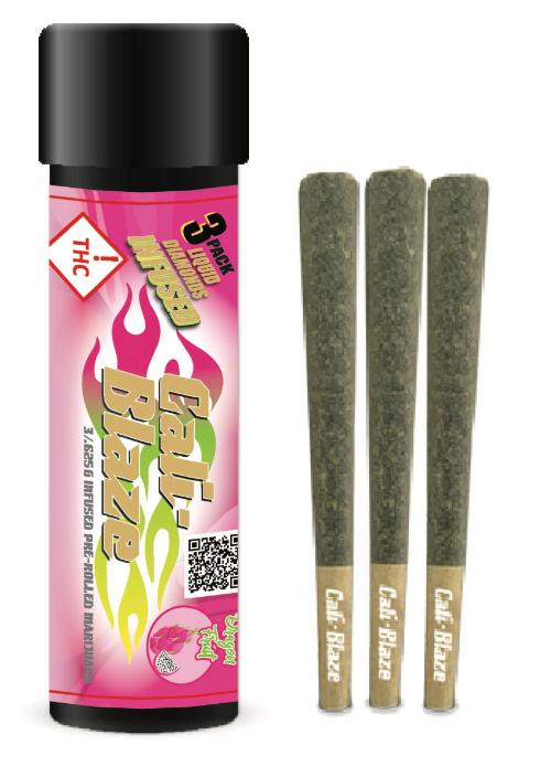 Photograph of product: Cali-Blaze - Dragon Fruit (Chem Squeezy) Infused Pre-Roll 3Pk - 1.875g