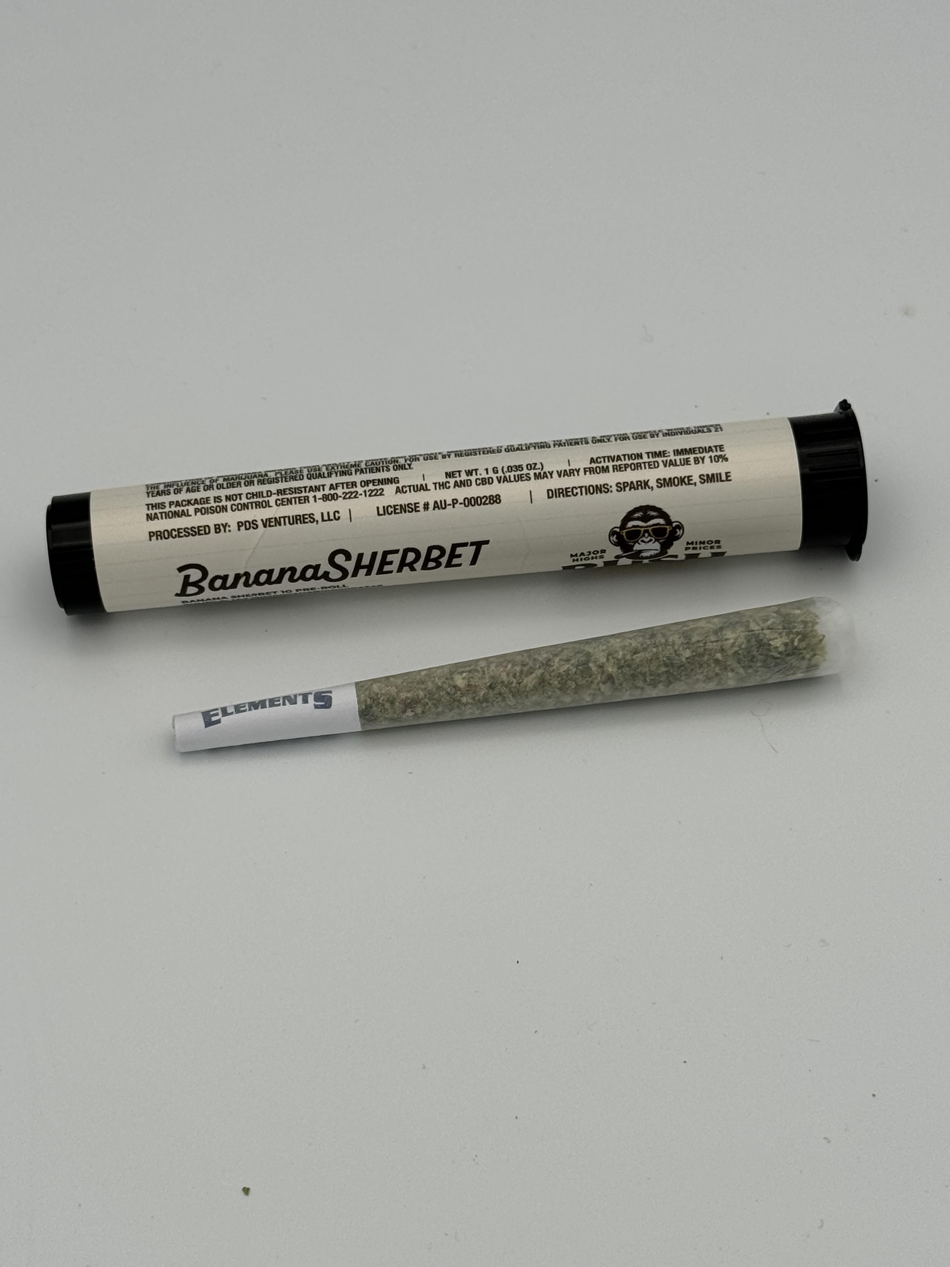 Photograph of product: Bush League | Banana Sherbet Non Infused Preroll