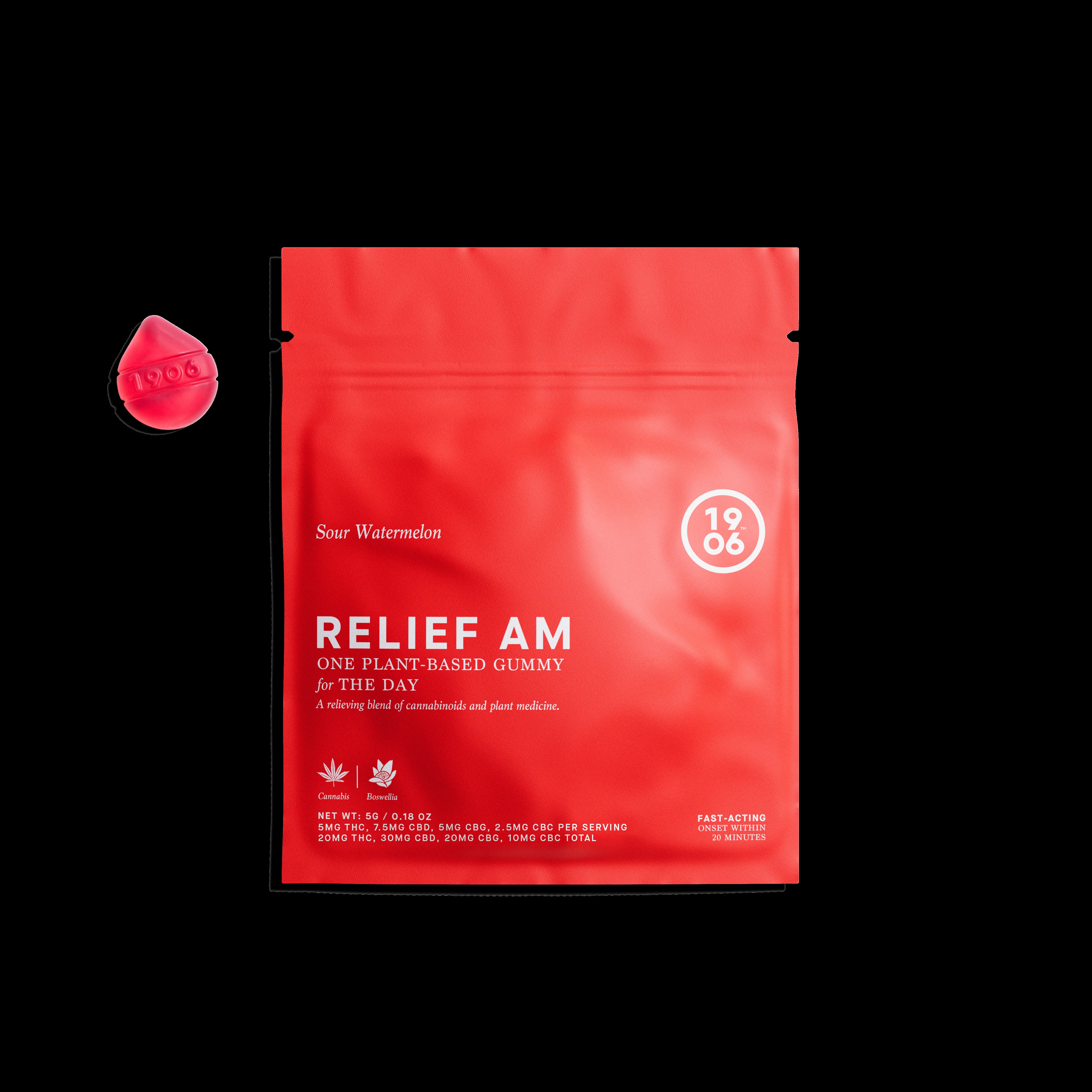 Photograph of product: RELIEF AM with TH-oui:CBD:CBG:CBC | Gummy (1pk) 20mg - Thrive