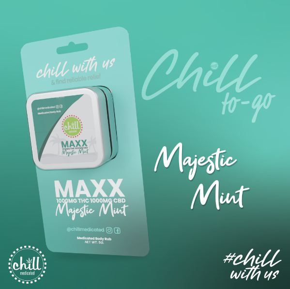 Photograph of product: Chill Medicated 75mgTH-oui 75mgCBD Mini Rub | Majestic Mint Maxx