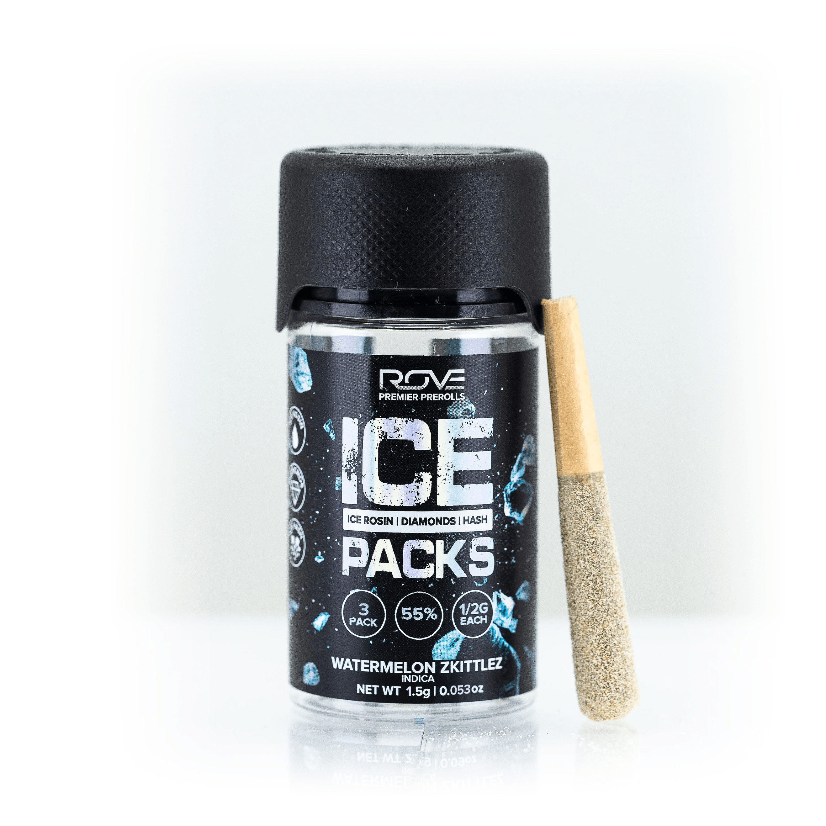 Photograph of product: Watermelon Zkittlez | Infused Pre-Roll Ice Packs (Rosin, au chocolat, and Diamonds) | 3 Pack | .5g each