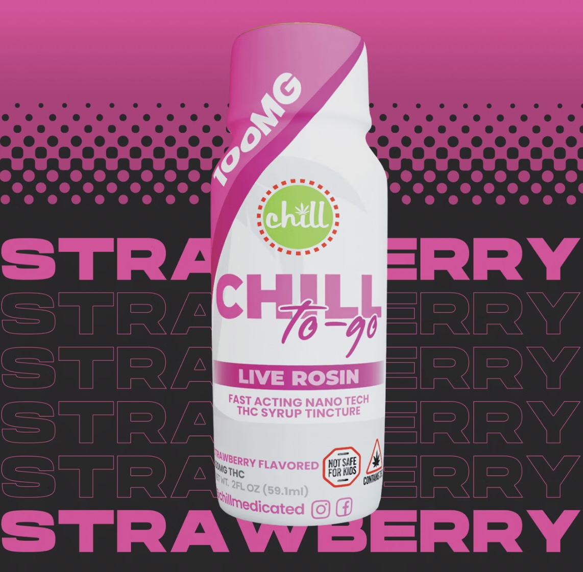Photograph of product: AU Chill: Strawberry Live Rosin TH-oui Syrup 100MG