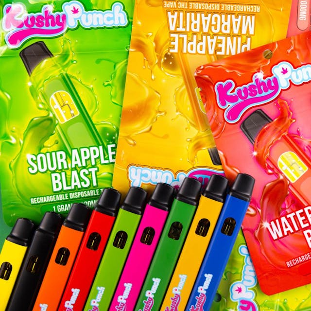 Photograph of product: Sour Apple Blast- AIO- 1g- Kushy Punch - 