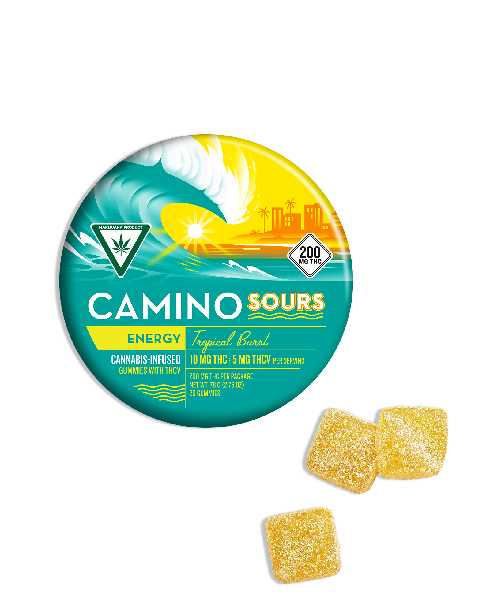 Photograph of product: Sour Tropical Burst 10:5 THC:THCv Gummies 20x10mg