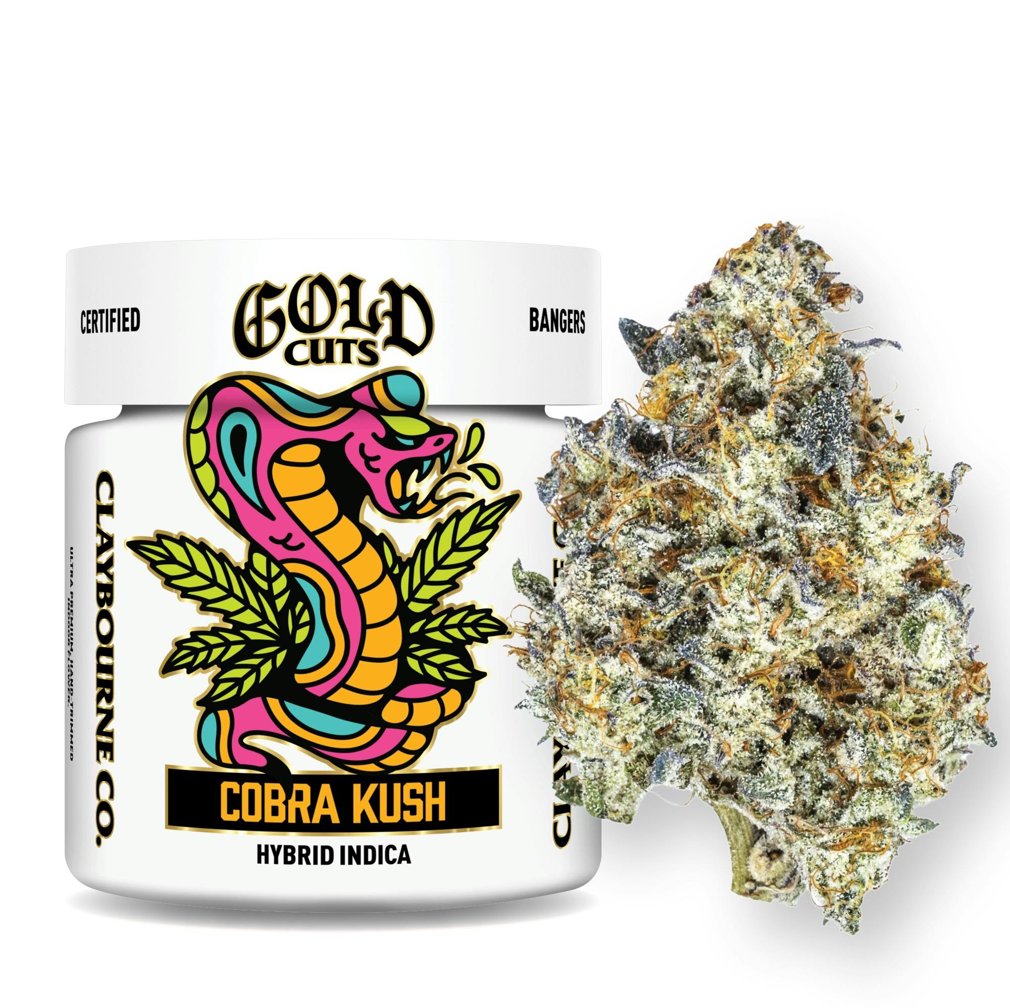 Photograph of product: Claybourne Indoor Gold Cuts 3.5g Eighth - Cobra Kush (I)