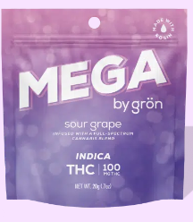 Photograph of product: Sour Grape (I) - Grn - 100mg Mega Pearl