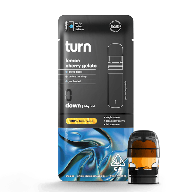 Photograph of product: Turn Down Live Resin POD | 1g - Lemon Cherry Gelato - Oui'd Hybrid - 