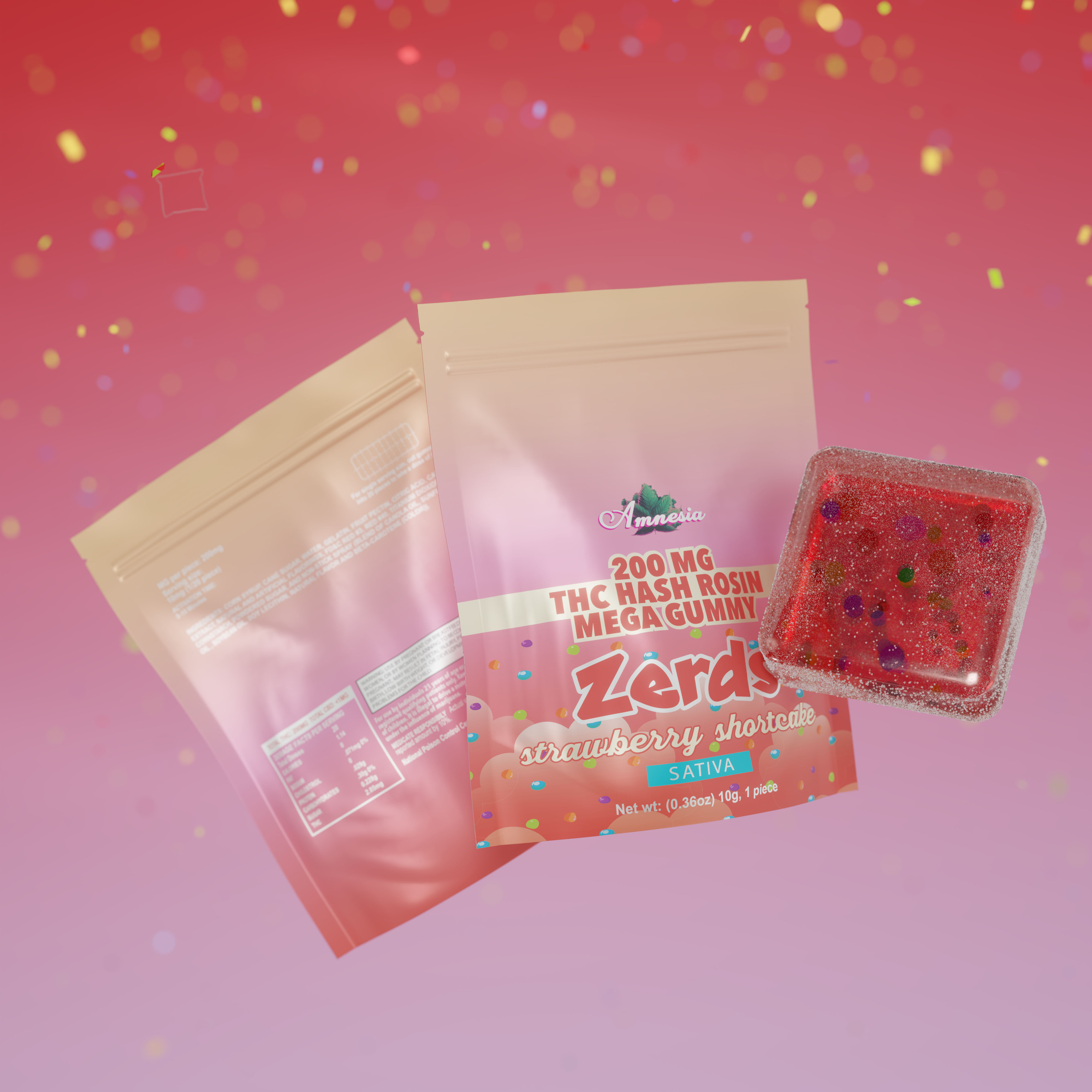 Photograph of product: Zerds - Strawberry Shortcake au chocolat Rosin Gummy Single 200mg