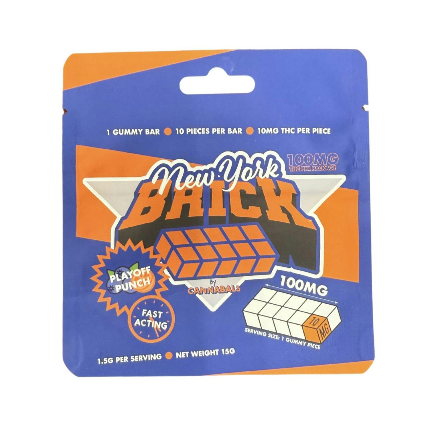 Photograph of Product: Cannabals - Playoff Punch - 10 Pack 10MG Gummy Brick (100MG)