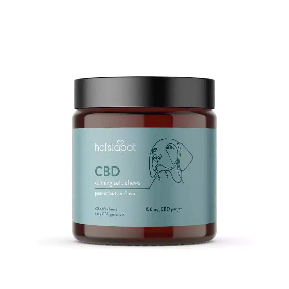 Photograph of Product: HolistaPet Peanut Butter Calming Soft chews for Dogs 150mg CBD 30pk