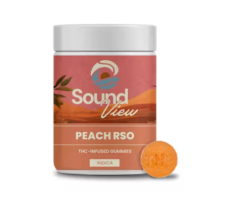 Photograph of product: SoundView Peach RSO Gummies T99 (I) 20 Pack - 00080